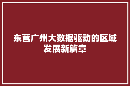 东营广州大数据驱动的区域发展新篇章