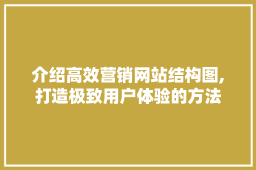 介绍高效营销网站结构图,打造极致用户体验的方法