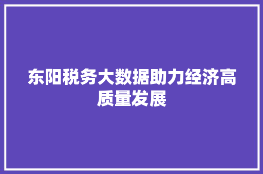 东阳税务大数据助力经济高质量发展