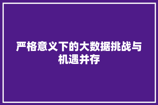 严格意义下的大数据挑战与机遇并存
