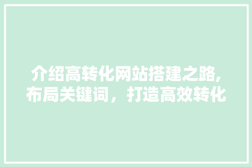介绍高转化网站搭建之路,布局关键词，打造高效转化平台