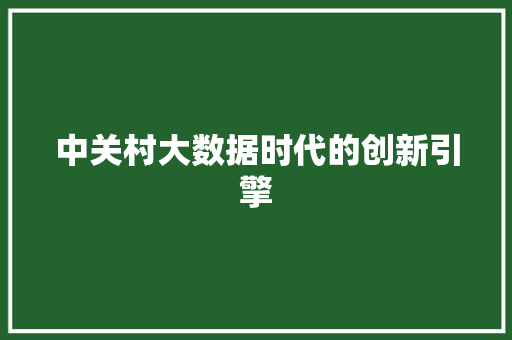 中关村大数据时代的创新引擎
