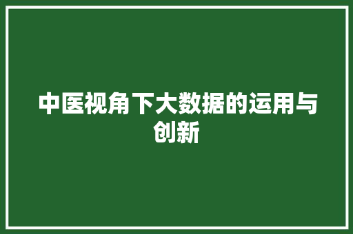 中医视角下大数据的运用与创新 SEO教程