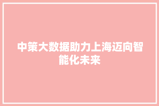 中策大数据助力上海迈向智能化未来