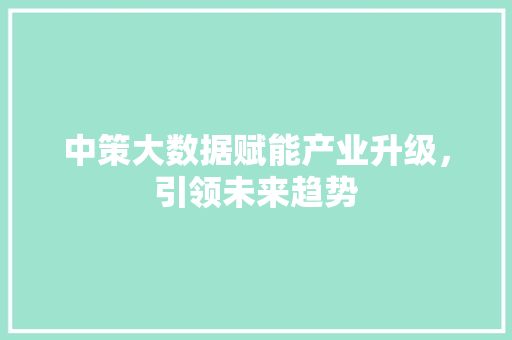 中策大数据赋能产业升级，引领未来趋势
