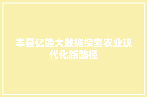 丰县亿蜂大数据探索农业现代化新路径