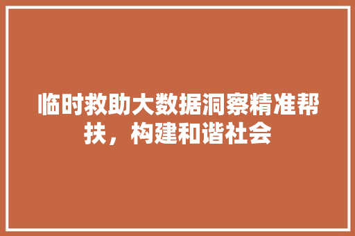 临时救助大数据洞察精准帮扶，构建和谐社会