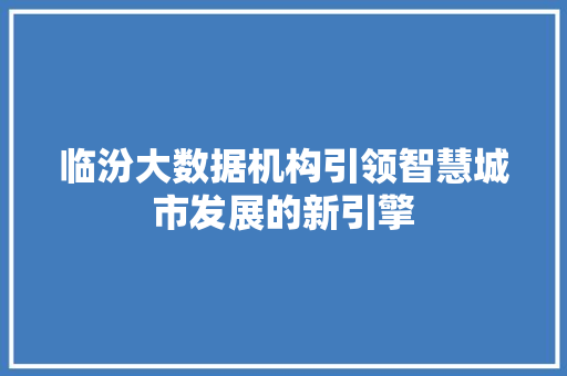 临汾大数据机构引领智慧城市发展的新引擎