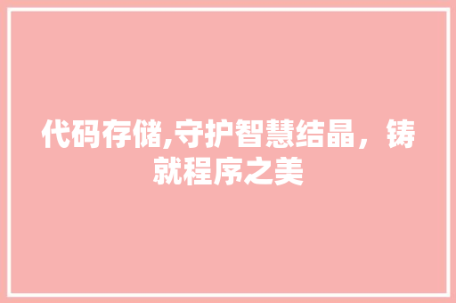 代码存储,守护智慧结晶，铸就程序之美