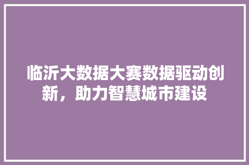 临沂大数据大赛数据驱动创新，助力智慧城市建设