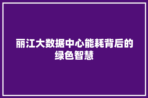 丽江大数据中心能耗背后的绿色智慧