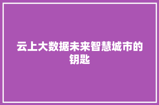 云上大数据未来智慧城市的钥匙