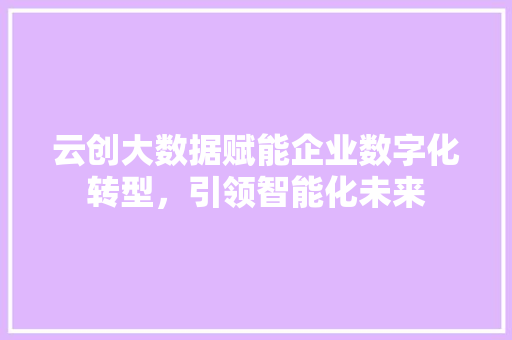 云创大数据赋能企业数字化转型，引领智能化未来