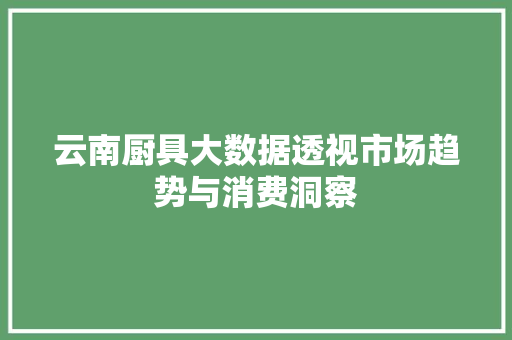 云南厨具大数据透视市场趋势与消费洞察