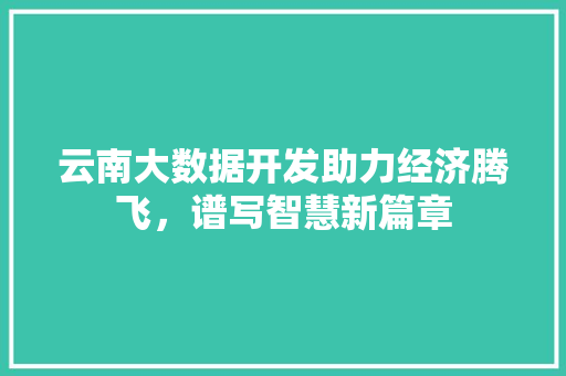 云南大数据开发助力经济腾飞，谱写智慧新篇章