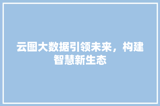 云图大数据引领未来，构建智慧新生态