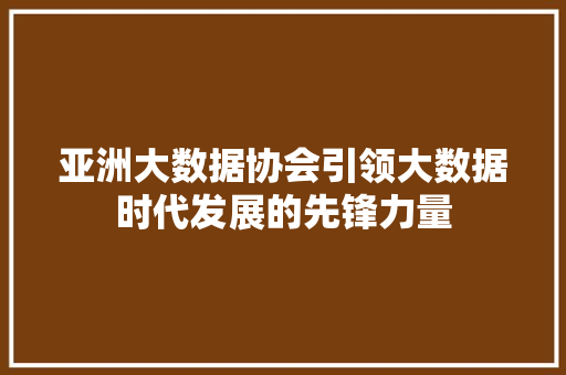 亚洲大数据协会引领大数据时代发展的先锋力量