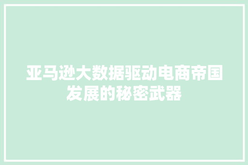 亚马逊大数据驱动电商帝国发展的秘密武器