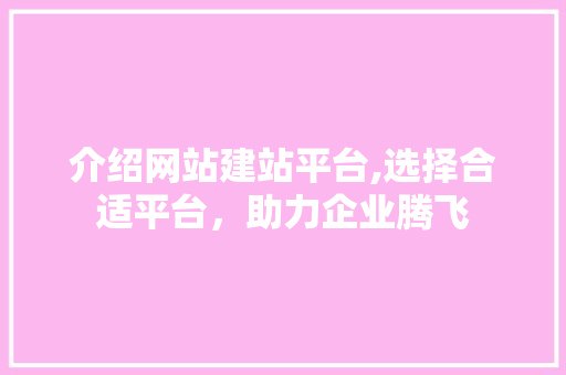 介绍网站建站平台,选择合适平台，助力企业腾飞