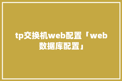 tp交换机web配置「web数据库配置」
