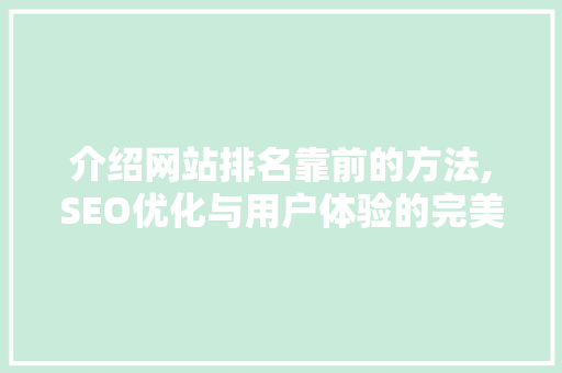 介绍网站排名靠前的方法,SEO优化与用户体验的完美融合