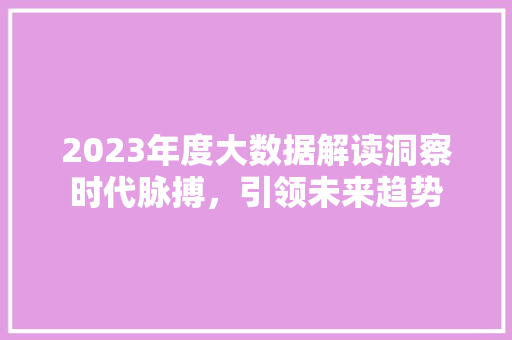 2023年度大数据解读洞察时代脉搏，引领未来趋势 Web前端