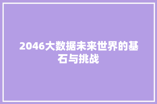 2046大数据未来世界的基石与挑战 SEO教程