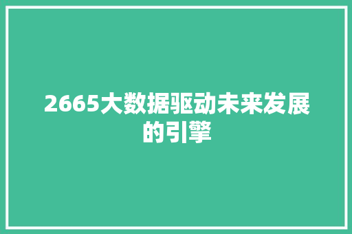 2665大数据驱动未来发展的引擎 SEO教程