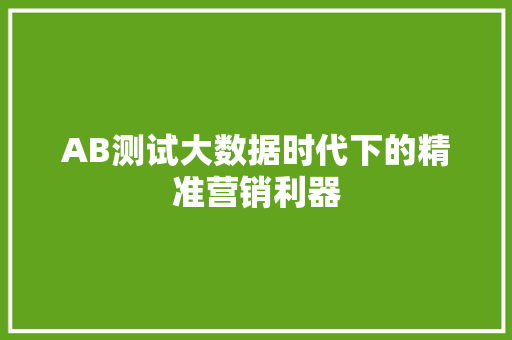 AB测试大数据时代下的精准营销利器