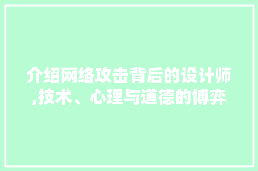 介绍网络攻击背后的设计师,技术、心理与道德的博弈 介绍网络攻击背后的设计师,技术、心理与道德的博弈 友链在线
