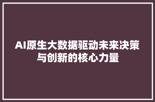 AI原生大数据驱动未来决策与创新的核心力量 SEO教程