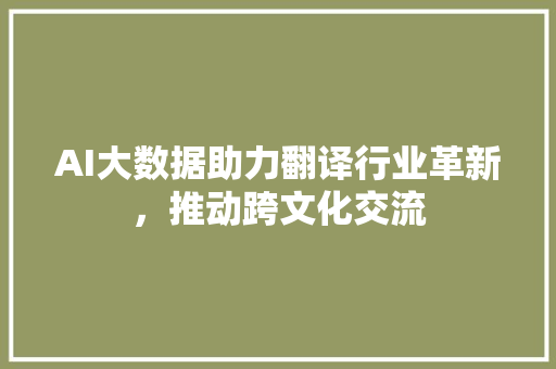AI大数据助力翻译行业革新，推动跨文化交流 WordPress教程