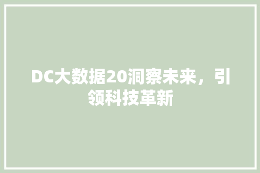 DC大数据20洞察未来，引领科技革新