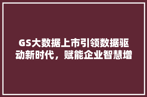 GS大数据上市引领数据驱动新时代，赋能企业智慧增长