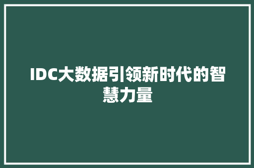 IDC大数据引领新时代的智慧力量