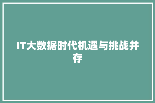 IT大数据时代机遇与挑战并存