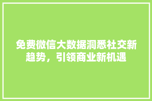 免费微信大数据洞悉社交新趋势，引领商业新机遇