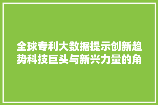 全球专利大数据提示创新趋势科技巨头与新兴力量的角力