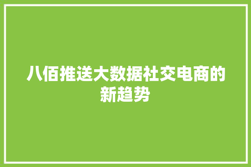八佰推送大数据社交电商的新趋势
