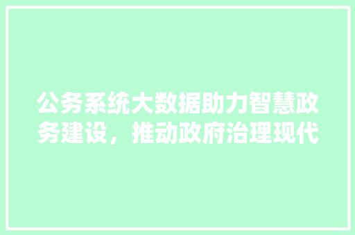 公务系统大数据助力智慧政务建设，推动政府治理现代化