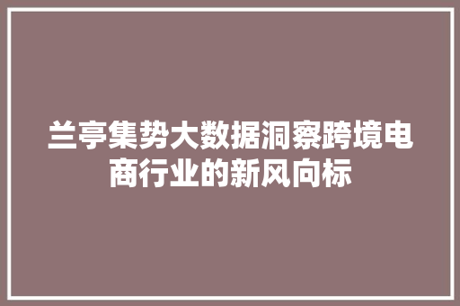兰亭集势大数据洞察跨境电商行业的新风向标