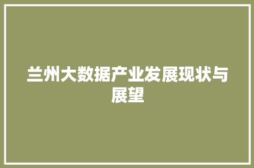 兰州大数据产业发展现状与展望