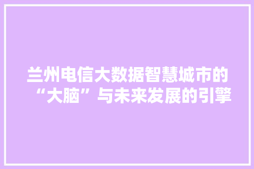 兰州电信大数据智慧城市的“大脑”与未来发展的引擎