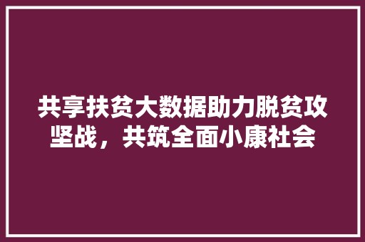 共享扶贫大数据助力脱贫攻坚战，共筑全面小康社会
