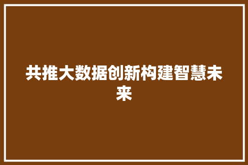 共推大数据创新构建智慧未来