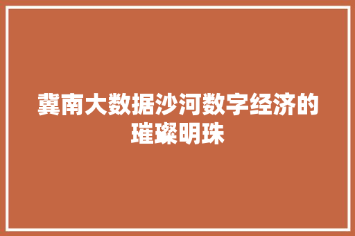 冀南大数据沙河数字经济的璀璨明珠