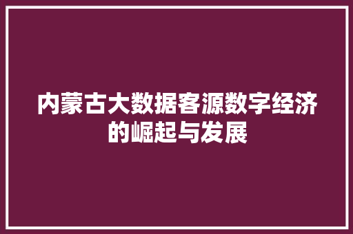 内蒙古大数据客源数字经济的崛起与发展