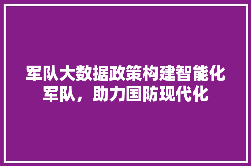 军队大数据政策构建智能化军队，助力国防现代化