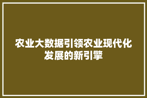 农业大数据引领农业现代化发展的新引擎
