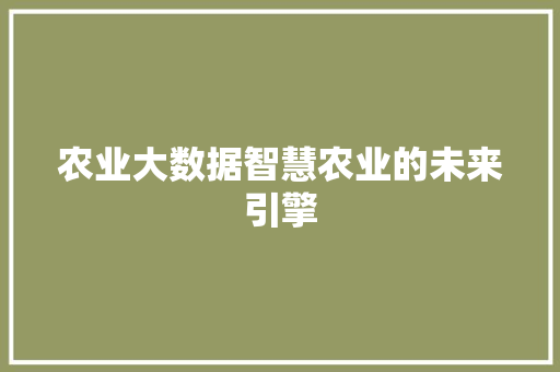 农业大数据智慧农业的未来引擎